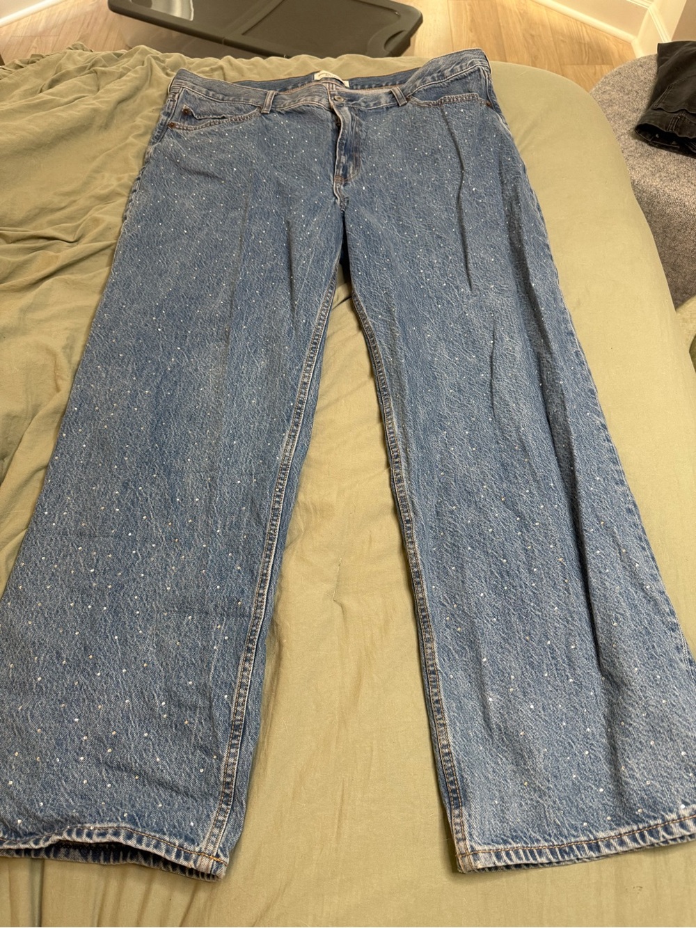 Abercrombie Blue Speckled Straight-Leg Jeans